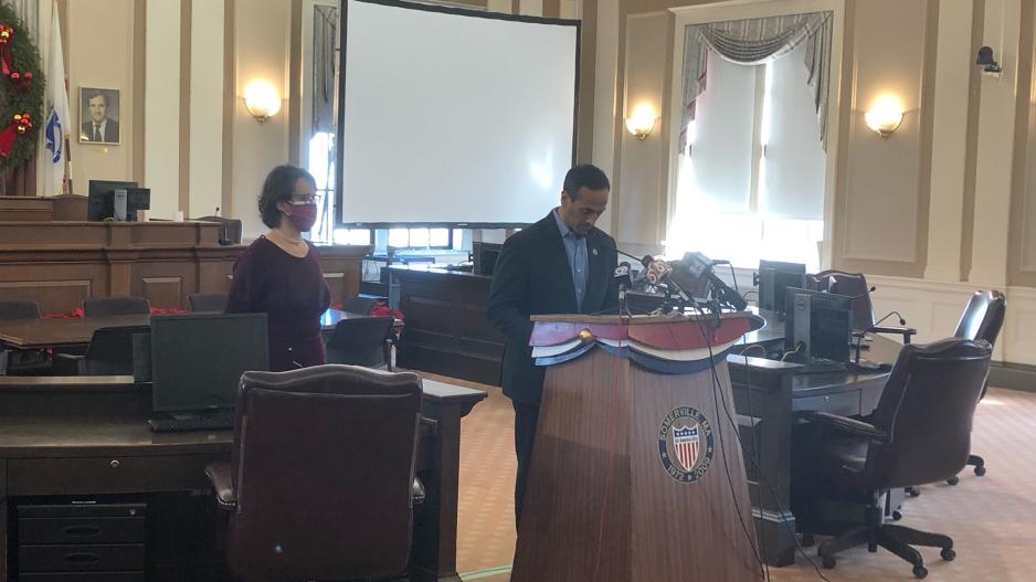 Mayor Curtatone joined by Mayor-elect Ballantyne